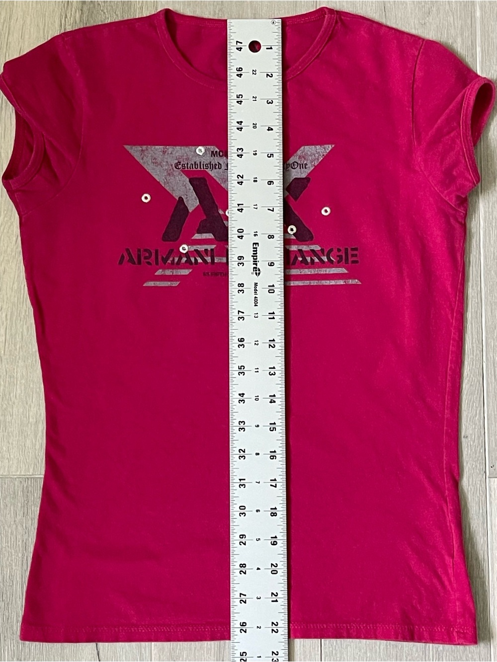 Armani Exchange AX Pink Logo Graphic Tee Rhinestone Accent Women’s Medium - Picture 4 of 9